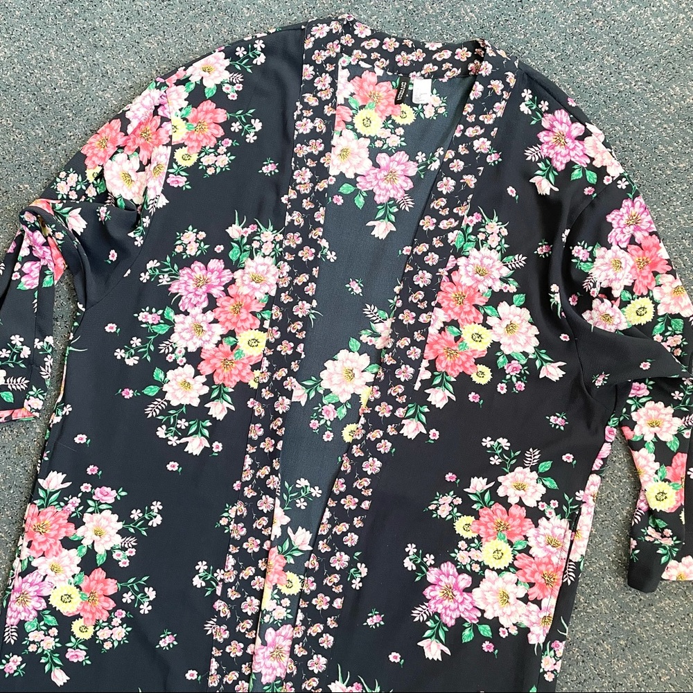 Divided Black Floral Robe